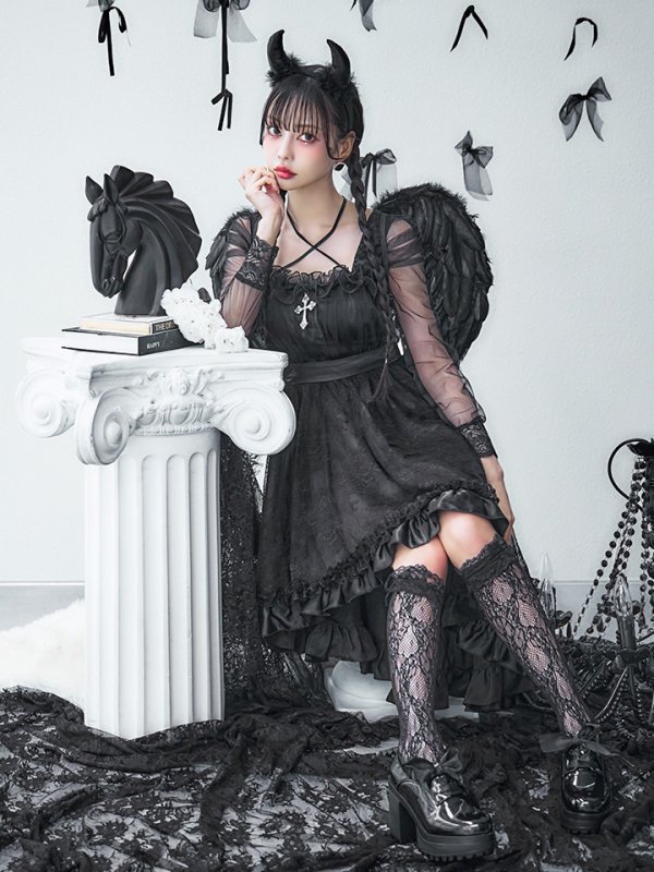 画像10: 【即日発送！】【ハロウィン】ショートインロングデビルワンピース 【コスプレ4点セット】[OF04-H] (10)