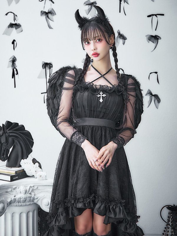 画像15: 【即日発送！】【ハロウィン】ショートインロングデビルワンピース 【コスプレ4点セット】[OF04-H] (15)