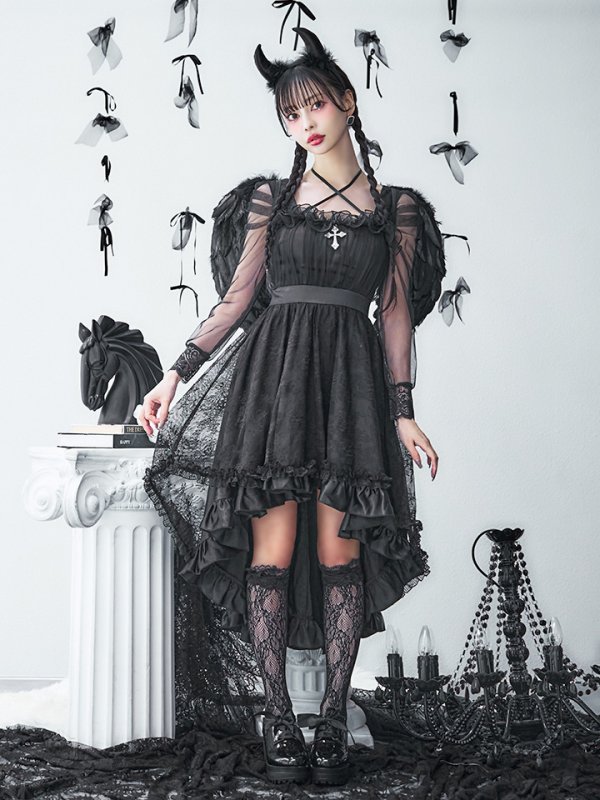 画像4: 【即日発送！】【ハロウィン】ショートインロングデビルワンピース 【コスプレ4点セット】[OF04-H] (4)