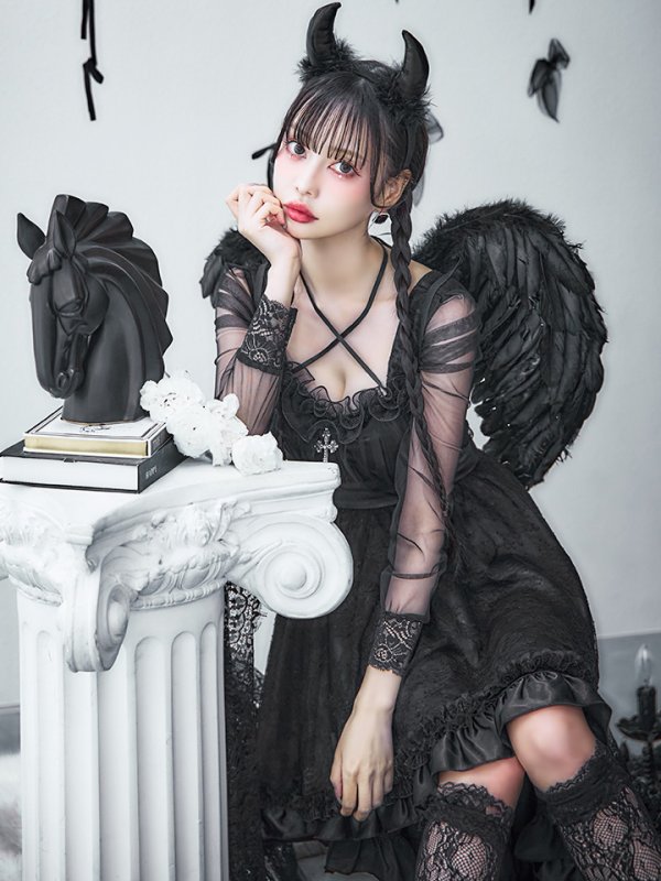 画像7: 【即日発送！】【ハロウィン】ショートインロングデビルワンピース 【コスプレ4点セット】[OF04-H] (7)