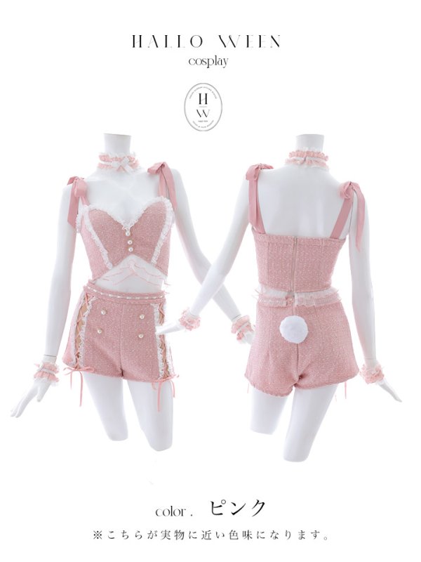 画像20: 【SALE!!】【即日発送！】【ハロウィン】 ツイードリボンセットアップ 【コスプレ7点セット】【XS-Mサイズ/1カラー】[OF04] (20)