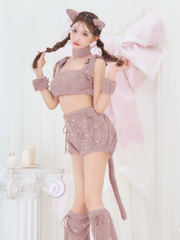 画像12: 【即日発送】【ハロウィン】 もこもこキャットリボンセットアップ 【コスプレ6点セット】 【Fサイズ/3カラー】[HC03] (12)