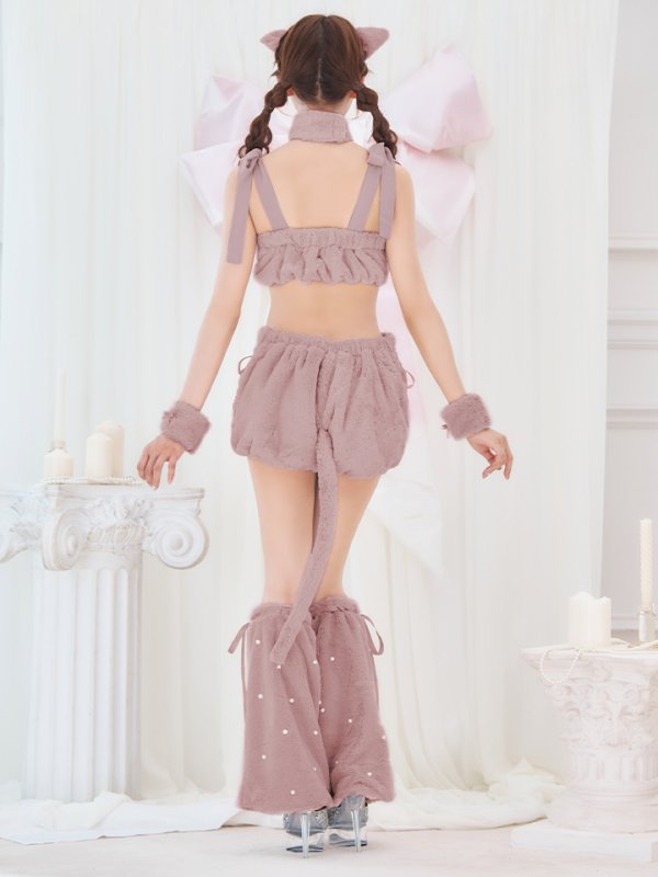 画像15: 【即日発送】【ハロウィン】 もこもこキャットリボンセットアップ 【コスプレ6点セット】 【Fサイズ/3カラー】[HC03] (15)