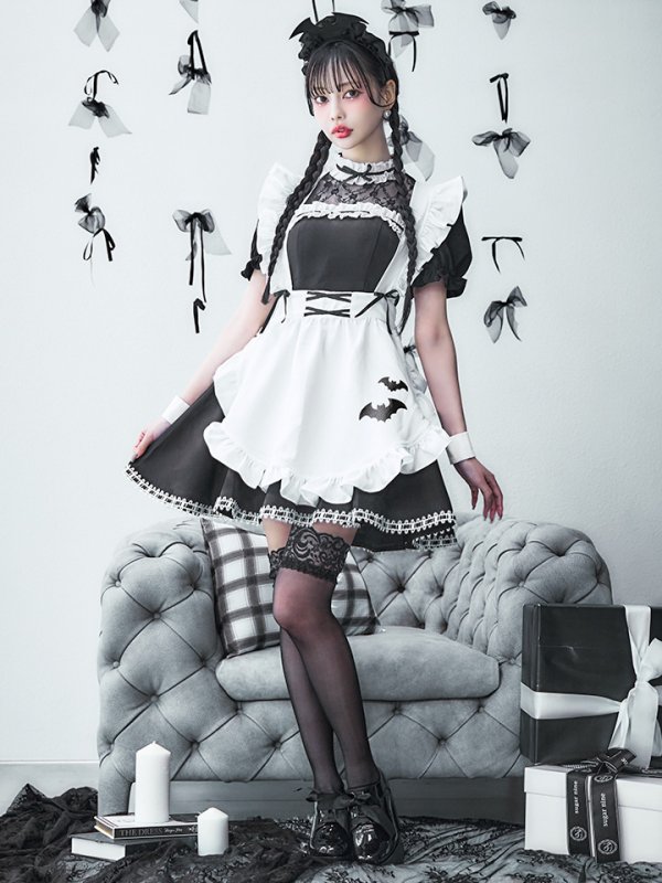 画像4: 【即日発送！】【ハロウィン】クラシックメイドワンピース 【コスプレ5点セット】[OF01] (4)