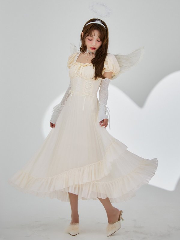 画像2: 【SALE!!】【即日発送！】【ハロウィン】 天使プリーツスカートワンピ 【コスプレ5点セット】 【S-XLサイズ/１カラー】[HC03-H] (2)