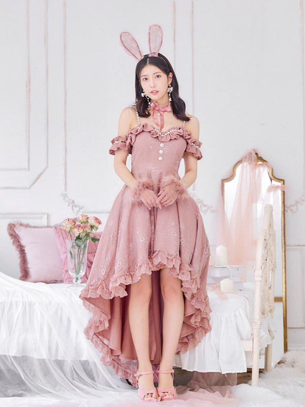 画像2: 【SALE!!】【即日発送！】【ハロウィン】 バニーショートインロングワンピース 【コスプレ5点セット】【XS-XLサイズ/2カラー】[OF04] (2)