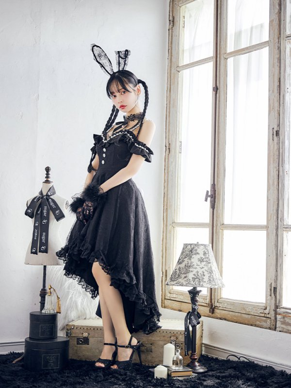 画像27: 【SALE!!】【即日発送！】【ハロウィン】 バニーショートインロングワンピース 【コスプレ5点セット】【XS-XLサイズ/2カラー】[HC03] (27)