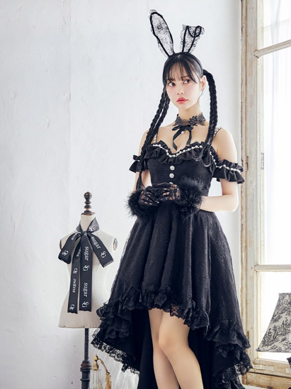 画像40: 【SALE!!】【即日発送！】【ハロウィン】 バニーショートインロングワンピース 【コスプレ5点セット】【XS-XLサイズ/2カラー】[HC03] (40)