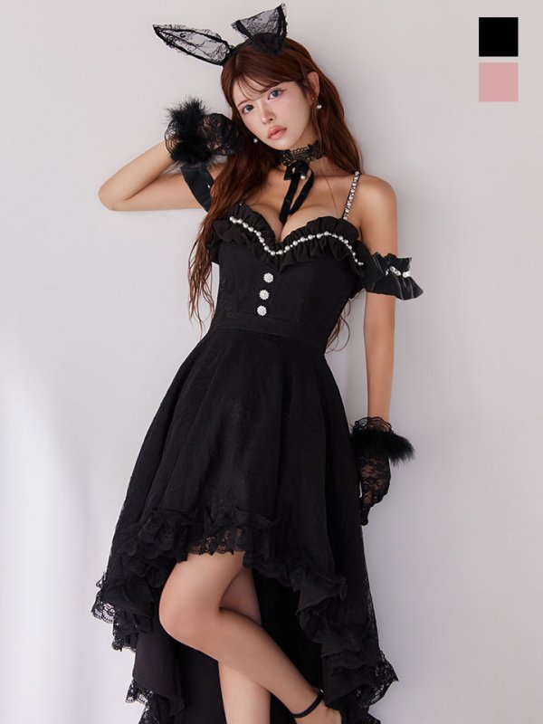 画像7: 【SALE!!】【即日発送！】【ハロウィン】 バニーショートインロングワンピース 【コスプレ5点セット】【XS-XLサイズ/2カラー】[HC03] (7)