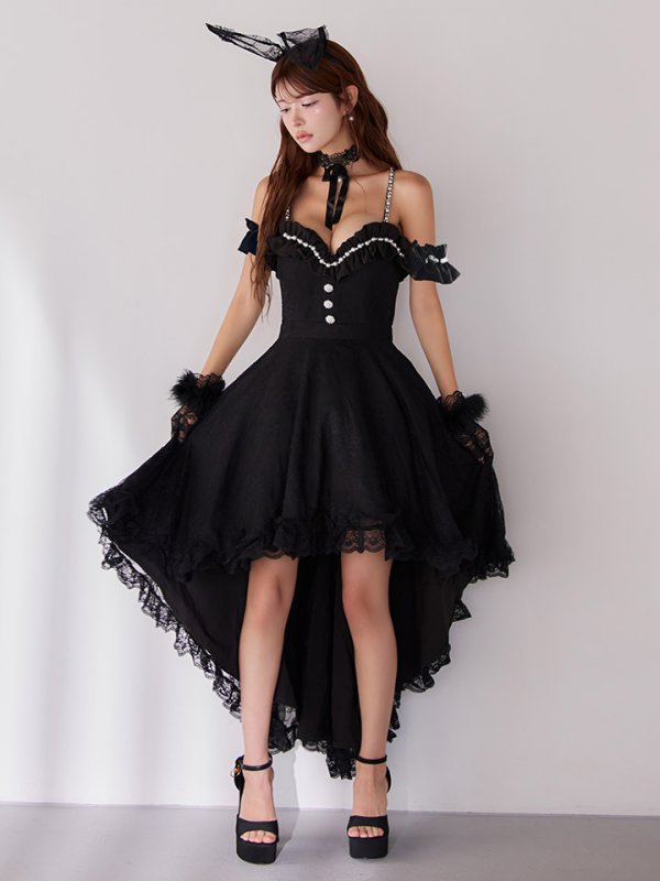 画像37: 【SALE!!】【即日発送！】【ハロウィン】 バニーショートインロングワンピース 【コスプレ5点セット】【XS-XLサイズ/2カラー】[HC03] (37)