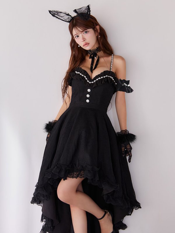 画像13: 【SALE!!】【即日発送！】【ハロウィン】 バニーショートインロングワンピース 【コスプレ5点セット】【XS-XLサイズ/2カラー】[HC03] (13)