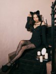 画像30: 【即日発送！】【ハロウィン】キャットスタッズオフショルワンピース 【コスプレ4点セット】【XS-XLサイズ/２カラー】[YMT] (30)