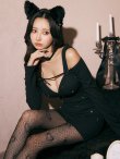 画像21: 【即日発送！】【ハロウィン】キャットスタッズオフショルワンピース 【コスプレ4点セット】【XS-XLサイズ/２カラー】[YMT] (21)