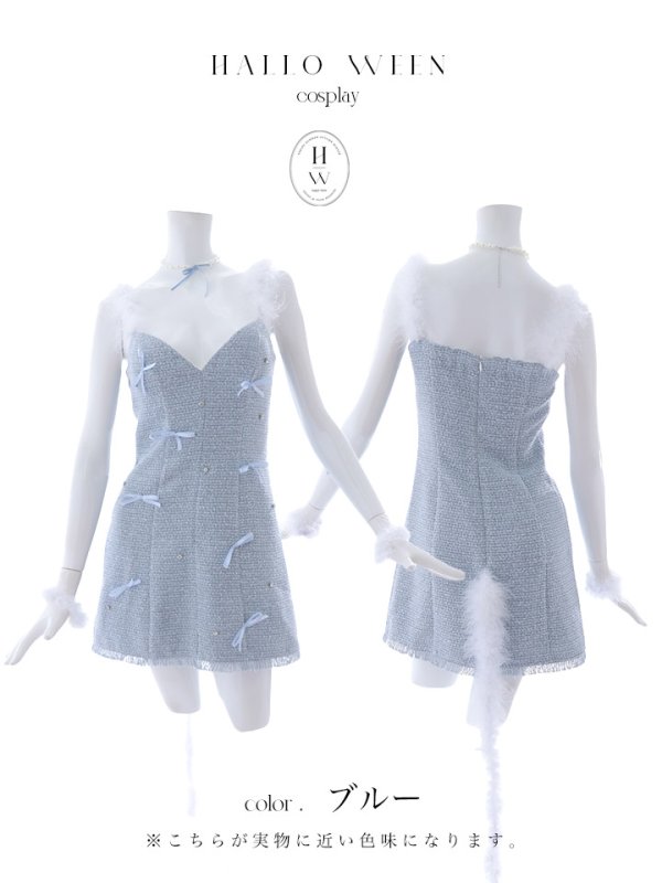 画像26: 【SALE!!】【即日発送！】【ハロウィン】猫リボンツイードワンピース 【コスプレ5点セット】 【XS-XLサイズ/2カラー】[OF01] (26)