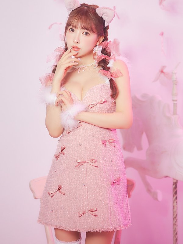 画像16: 【SALE!!】【即日発送！】【ハロウィン】猫リボンツイードワンピース 【コスプレ5点セット】 【XS-XLサイズ/2カラー】[OF01] (16)