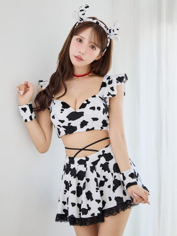 画像2: 【SALE!!】【即日発送！】【ハロウィン】カウスカートセットアップ 【コスプレ6点セット】【XS-Lサイズ/1カラー】[OF01] (2)