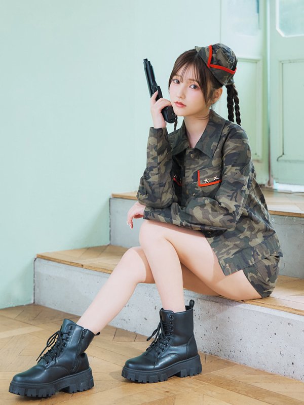 画像2: 【SALE!!】【即日発送】【ハロウィン】アーミーガールセットアップ 【コスプレ6点セット】 【XS-Lサイズ/1カラー】[HC03] (2)