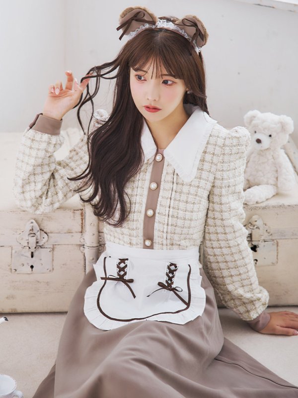 画像2: 【SALE!!】【即日発送！】【ハロウィン】ベアメイドワンピース 【コスプレ4点セット】 【S-XLサイズ/1カラー】[HC03] (2)