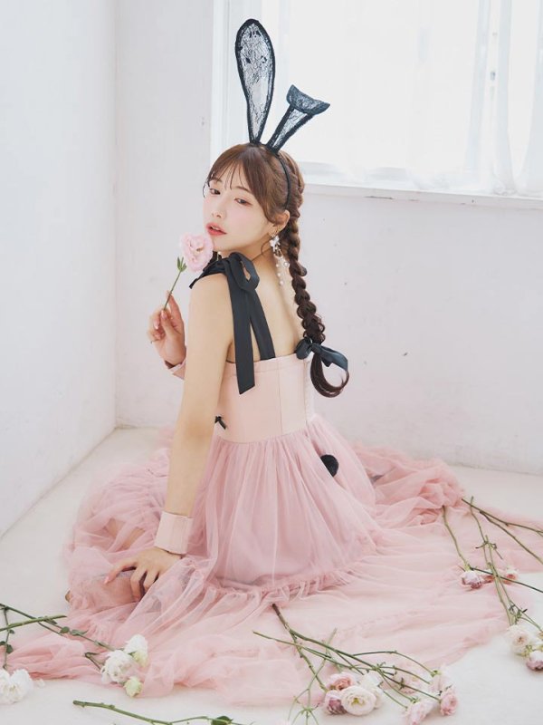 画像16: 【SALE!!】【即日発送！】【ハロウィン】バニーリボンチュールワンピース 【コスプレ4点セット】 【S-Lサイズ/1カラー】[HC03] (16)