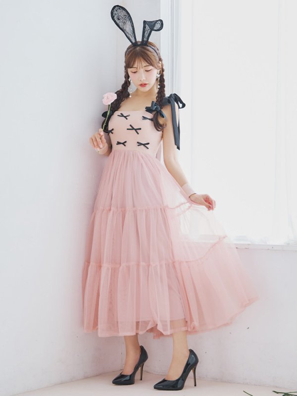 画像4: 【SALE!!】【即日発送！】【ハロウィン】バニーリボンチュールワンピース 【コスプレ4点セット】 【S-Lサイズ/1カラー】[HC03] (4)
