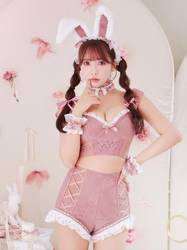 画像5: 【SALE!!】【即日発送！】【ハロウィン】 総レースバニーフリルセットアップ【コスプレ7点セット】【XS-Lサイズ/3カラー】[OF04] (5)