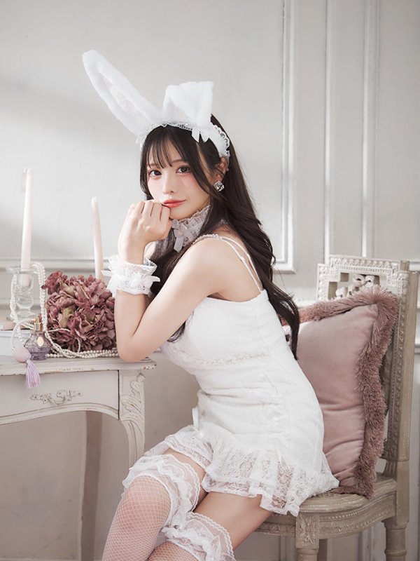 画像2: 【SALE!!】【即日発送！】【ハロウィン】 総レースバニーミニマーメイドワンピ【コスプレ6点セット】【XS-Lサイズ/3カラー】[HC03] (2)