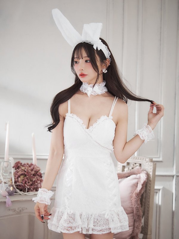 画像9: 【SALE!!】【即日発送！】【ハロウィン】 総レースバニーミニマーメイドワンピ【コスプレ6点セット】【XS-Lサイズ/3カラー】[HC03] (9)