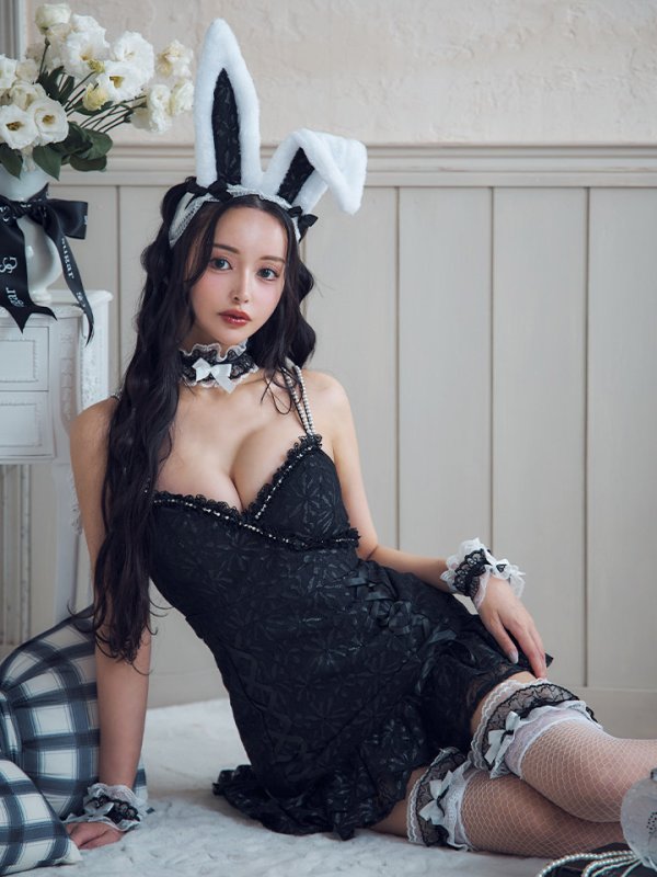 画像1: 【即日発送！】【ハロウィン】 総レースバニーミニマーメイドワンピ【コスプレ6点セット】【XS-Lサイズ/3カラー】[YMT] (1)