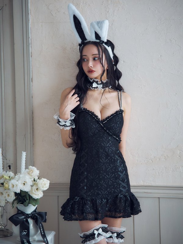 画像2: 【SALE!!】【即日発送！】【ハロウィン】 総レースバニーミニマーメイドワンピ【コスプレ6点セット】【XS-Lサイズ/3カラー】[OF04] (2)