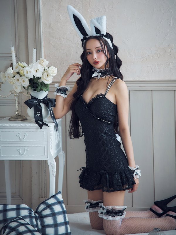 画像3: 【SALE!!】【即日発送！】【ハロウィン】 総レースバニーミニマーメイドワンピ【コスプレ6点セット】【XS-Lサイズ/3カラー】[OF04] (3)