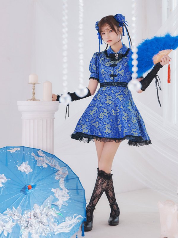 画像14: 【ハロウィン】アームウォーマー付きフレアスカートチャイナ 【コスプレ5点セット】 【S-XLサイズ/４カラー】[HC03] (14)