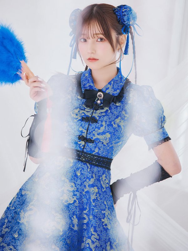 画像3: 【ハロウィン】アームウォーマー付きフレアスカートチャイナ 【コスプレ5点セット】 【S-XLサイズ/４カラー】[HC03] (3)