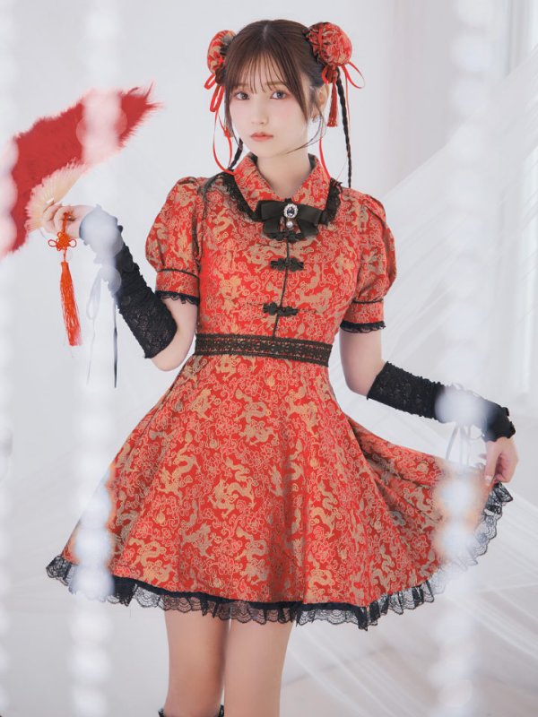 画像6: 【ハロウィン】アームウォーマー付きフレアスカートチャイナ 【コスプレ5点セット】 【S-XLサイズ/４カラー】[HC03] (6)