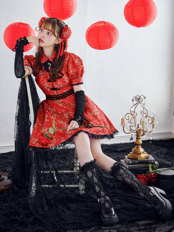 画像8: 【ハロウィン】アームウォーマー付きフレアスカートチャイナ 【コスプレ5点セット】 【S-XLサイズ/４カラー】[HC03] (8)