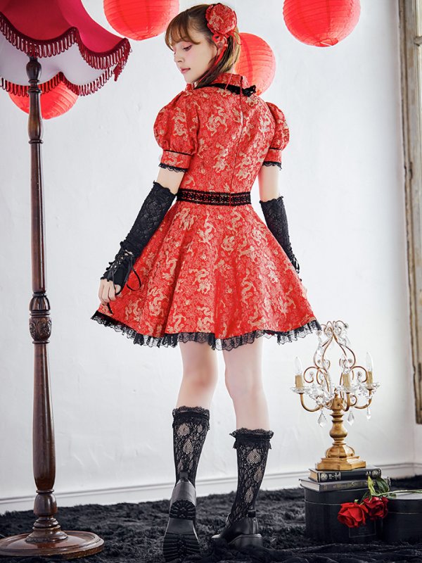 画像9: 【ハロウィン】アームウォーマー付きフレアスカートチャイナ 【コスプレ5点セット】 【S-XLサイズ/４カラー】[HC03] (9)