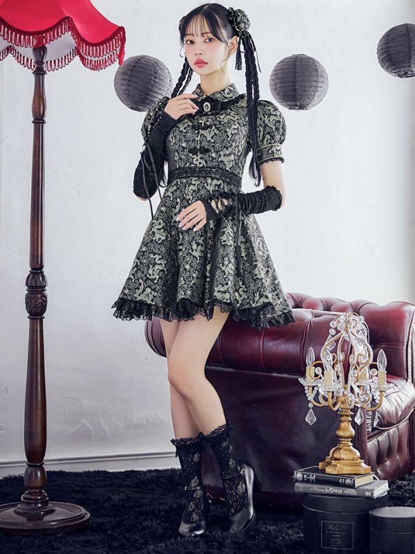 画像9: 【ハロウィン】アームウォーマー付きフレアスカートチャイナ 【コスプレ5点セット】 【S-XLサイズ/４カラー】[OF04] (9)