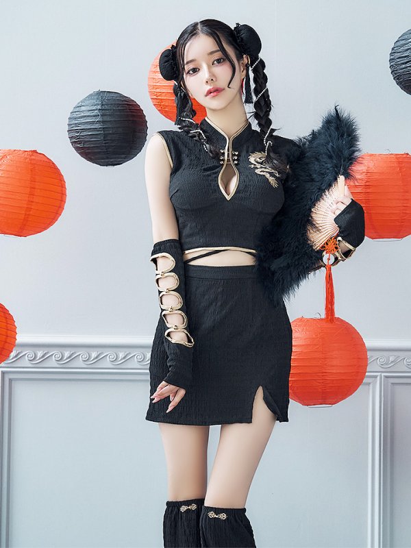 画像11: 【ハロウィン】ドラゴンプリントチャイナセットアップ 【コスプレ5点セット】【XS-Mサイズ/1カラー】ドラゴンプリントチャイナドレス 【コスプレ3点セット】【XS-Lサイズ/1カラー】(SE01YN)[OF01] (11)