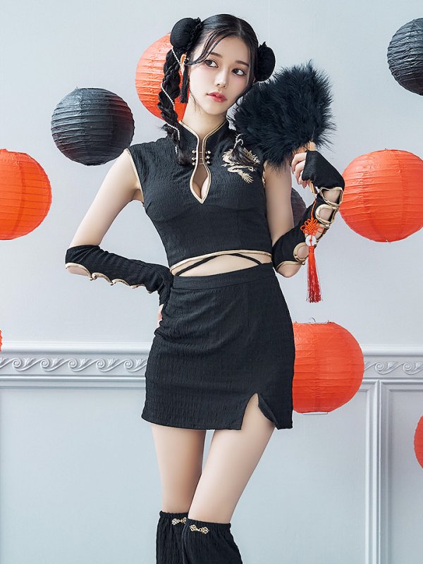 画像3: 【ハロウィン】ドラゴンプリントチャイナセットアップ 【コスプレ5点セット】【XS-Lサイズ/1カラー】(SE01YN)[OF01] (3)