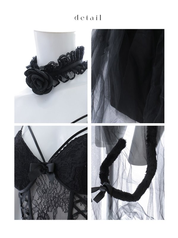 画像17: 【SALE!!】【即日発送！】【ハロウィン】チュールキャミワンピース 【コスプレ4点セット】【XS-Mサイズ/1カラー】[OF04] (17)