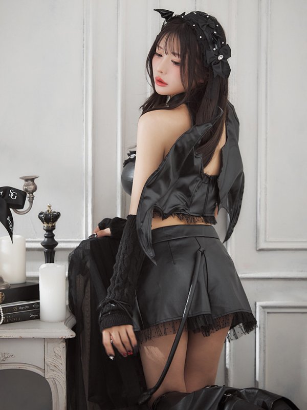画像8: 【うづきふうかコラボ】【即日発送！】【ハロウィン】 レザーデビルセットアップ 【コスプレ6点セット】 【XS-Mサイズ/1カラー】[OF01] (8)