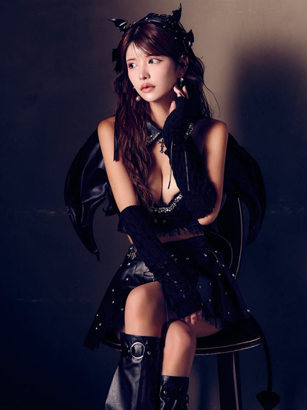 画像11: 【即日発送】【送料無料！】【ハロウィン】【うづきふうかコラボ】 レザーデビルセットアップ 【コスプレ6点セット】[HC03] (11)