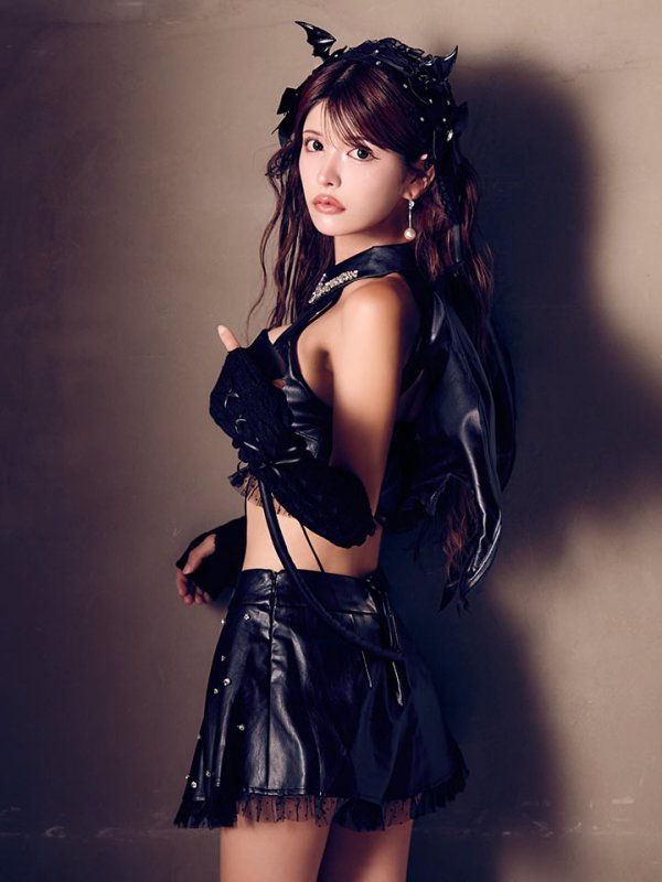 画像12: 【即日発送】【送料無料！】【ハロウィン】【うづきふうかコラボ】 レザーデビルセットアップ 【コスプレ6点セット】[HC03] (12)