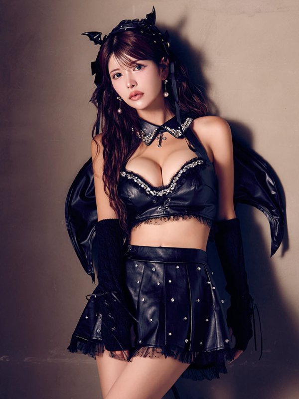 画像14: 【即日発送】【送料無料！】【ハロウィン】【うづきふうかコラボ】 レザーデビルセットアップ 【コスプレ6点セット】[HC03] (14)