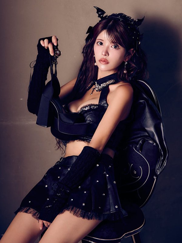 画像5: 【即日発送】【送料無料！】【ハロウィン】【うづきふうかコラボ】 レザーデビルセットアップ 【コスプレ6点セット】[HC03] (5)