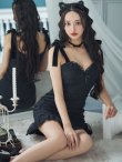 画像1: 【ハロウィン】ドットレースベビードールワンピース 【コスプレ3点セット】【XS-Lサイズ/1カラー】[YMT] (1)