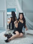 画像12: 【ハロウィン】ドットレースベビードールワンピース 【コスプレ3点セット】【XS-Lサイズ/1カラー】[YMT] (12)