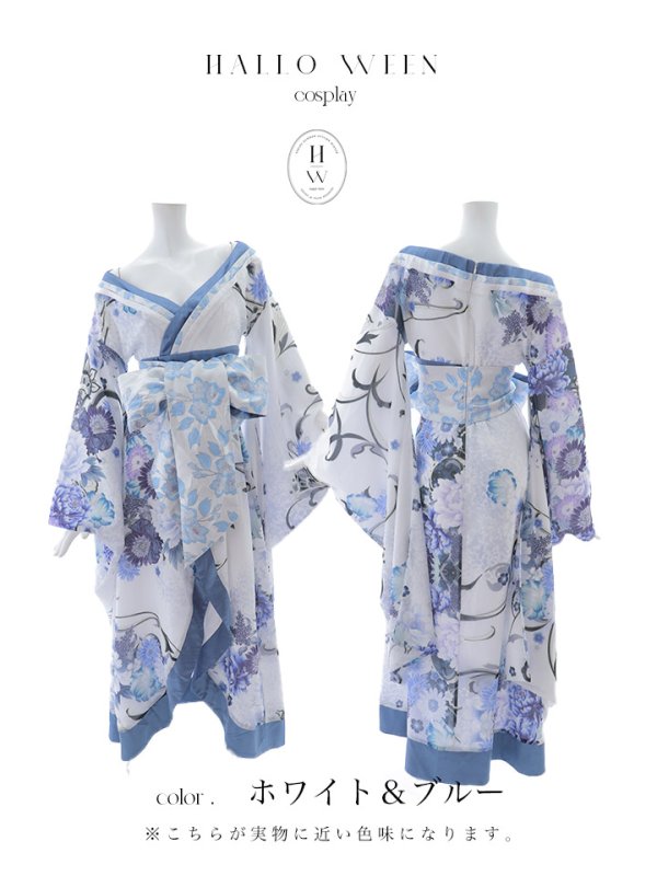 画像35: 【即日発送！】【ハロウィン】花魁ショートインロングワンピース 【コスプレ】【S-XLサイズ/2カラー】[OF01] (35)