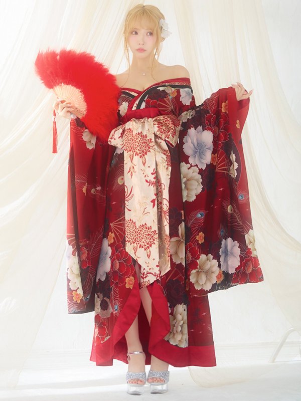 画像4: 【一部予約商品/2月上旬発送予定】【ハロウィン】花魁ショートインロングワンピース 【コスプレ】【S-XLサイズ/2カラー】[HC03] (4)