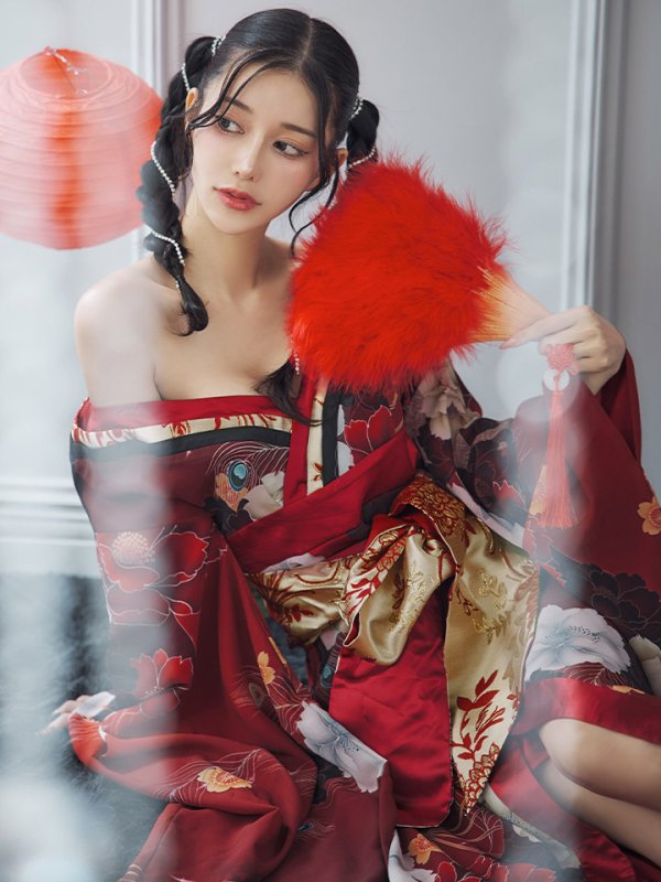 画像17: 【即日発送！】【ハロウィン】花魁ショートインロングワンピース 【コスプレ】【S-XLサイズ/2カラー】[OF01] (17)