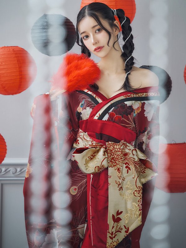 画像10: 【即日発送！】【ハロウィン】花魁ショートインロングワンピース 【コスプレ】【S-XLサイズ/2カラー】[OF01] (10)